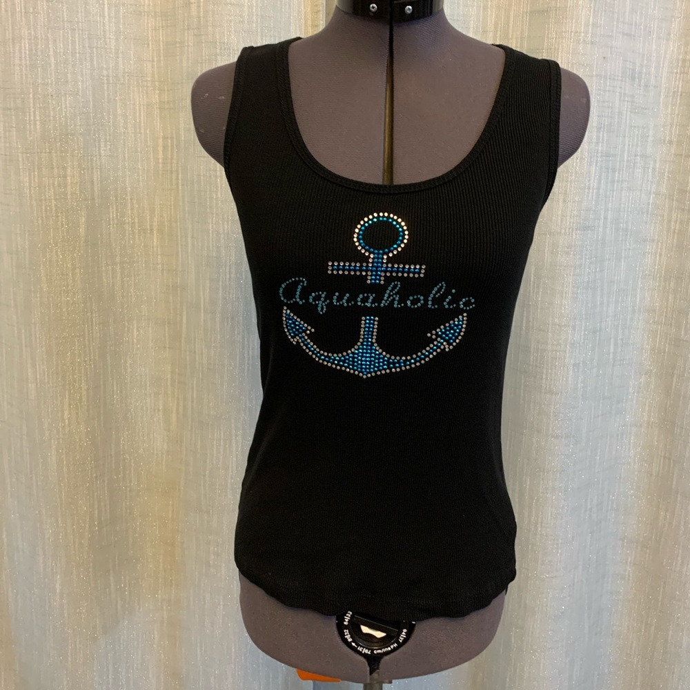 Sweet N’ Kool Outfitters M Aquaholic  Sequin Tank